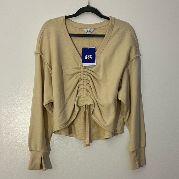 Joy Lab | New slouchy oversized sweatshirt front crop Women size M pastel yellow - Picture 9 of 9